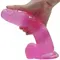 LoveToy Jelly Studs Crystal Dildo, Large - Фаллоимитатор с мошонкой, 20 см (розовый)