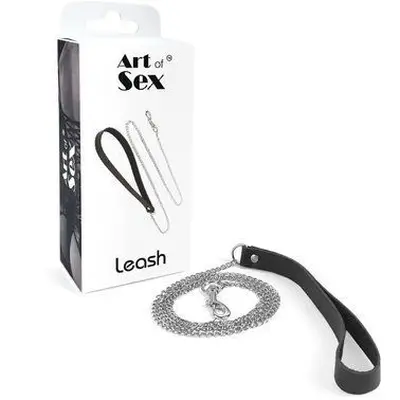 Art of Sex - Leash - Повідець на ланцюжку з натуральної шкіри (чорний)