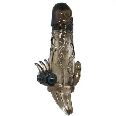LyBaile Brave Men Vibro Penis Sleeve Black - Подовжуюча насадка з вібрацією, 14.7х3.7 см