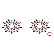 Petits Joujoux Gloria set of 2 Black/Red - пэстис из кристаллов, украшение на грудь, (чёрный/красный)
