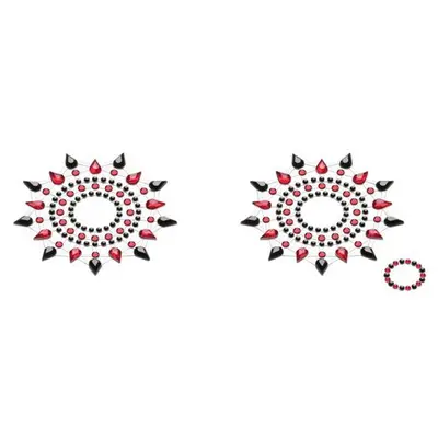 Petits Joujoux Gloria set of 2 Black/Red - пэстис из кристаллов, украшение на грудь, (чёрный/красный)