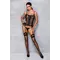 Passion Malwia Corset сітчастий корсет з еко-шкіри з люверсами та знімними пажами, L/XL (чорний)