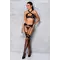 Passion Hima Set - Сетчатый набор с узором: бюстгальтер с халтером, трусики и пояс для чулок, L/XL (чёрный)