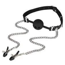 Кляп з затискачами для сосків Wild Play Mouth Gag With Nipple Clamps C15