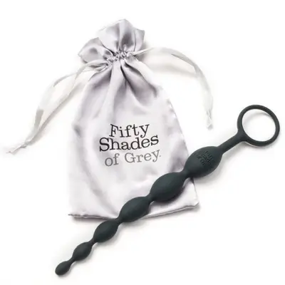 Fifty Shades of Grey Silicone Anal Beads - анальная цепочка, 18.4х2.4 см (черный)