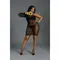 Moonlight Plus Model 05 Black - еротична ажурна сукня в смужку, XL/XXXL (чорний)