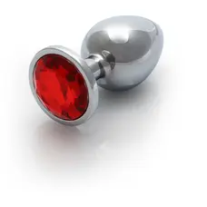 Металлическая анальная пробка с кристаллом Ouch! Round Gem - размер М