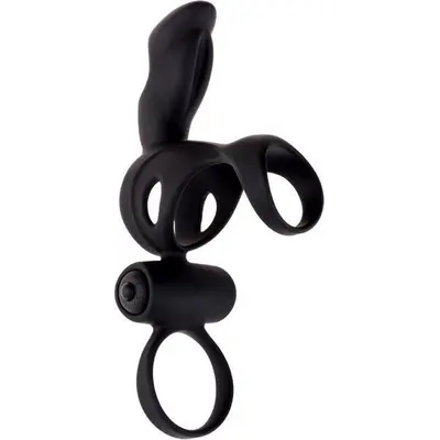 Adrien Lastic Spartacus R - Вибронасадка на член с кольцом для мошонки, 2 вибромотора, 17.2х3.2 см (чёрный)