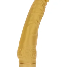 Get Real Gold Dicker Slim Vibrator - Вибратор на батарейках, 16х4.7 см (золотистый)