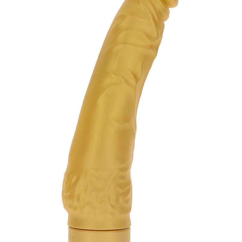 Get Real Gold Dicker Slim Vibrator - Вибратор на батарейках, 16х4.7 см (золотистый)