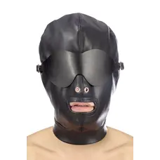 Fetish Tentation BDSM hood in leatherette with removable mask - Капюшон для БДСМ со съемной маской