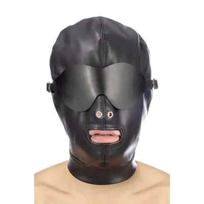 Fetish Tentation BDSM hood in leatherette with removable mask - Капюшон для БДСМ із маскою, що знімається