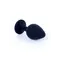 Boss Silikon Plug Jewellery Black Medium - Анальна пробка із кристалом, 8х3.5 см (чорний з рожевим)