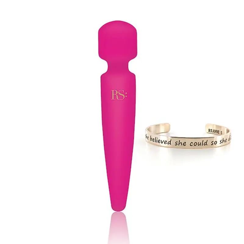 Rianne S Bella Mini Wand Rose вібромасажер 10 режимів, 19х4 см (яскраво рожевий)