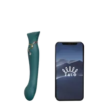 Zalo Queen Set Pulse Wave Clit Stim - Преміальний вібратор для клітора з насадкою для вакуумної стимуляції, 21.6х3.5 см (смарагдовий)