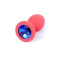 Boss Silikon Plug Jewellery Red Small - Анальная пробка с кристаллом, 7х2.7 см (красный с синим)