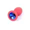 Boss Silikon Plug Jewellery Red Small - Анальная пробка с кристаллом, 7х2.7 см (красный с синим)