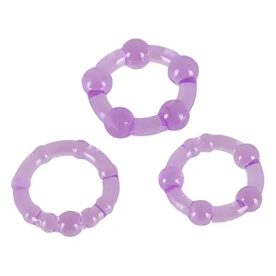 Get Hard Purple набір з 3 ерекційних кілець з різною текстурою, 3-4 см