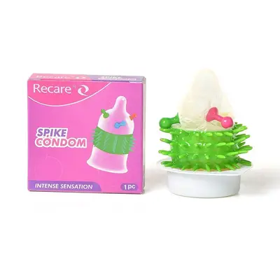 Насадка на член Recare Spike Condom Pink (з кульками та рядами шипів)