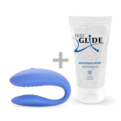 We-Vibe Match + Лубрикант 50 мл - вибратор для пар с дистанционным управлением, (синий)