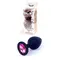 Boss Silikon Plug Jewellery Black Medium - Анальна пробка із кристалом, 8х3.5 см (чорний з рожевим)