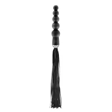 Fetish Tentation Whip with Rosary Handle - флогер з ручкою з анальним намистом, 19х4 см (чорний)