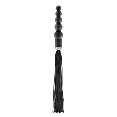 Fetish Tentation Whip with Rosary Handle - флоггер с ручкой с анальными бусами, 19х4 см (черный)