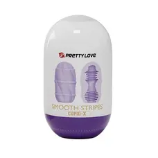 Pretty Love Smooth Stripes Cupid-X – Мастурбатор-яйце з чуттєвим рельєфом, 10х5.6 см (фіолетовий)