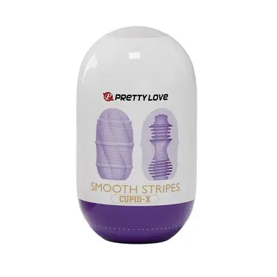 Pretty Love Smooth Stripes Cupid-X – Мастурбатор-яйце з чуттєвим рельєфом, 10х5.6 см (фіолетовий)