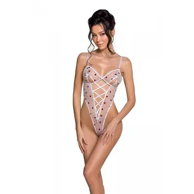 Passion Lovelia Body - спокусливе боді з серцем, XXL/XXXL (білий)
