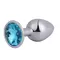 Chisa Hi-Basic Blue Gem Anal Plug - Анальна металева пробка з каменем в формі серця, 7.1х2.8 см (сріблястий з блакитним)