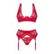 Obsessive Lacelove cupless 3-pcs set - комплект еротичної білизни, M/L (червоний)