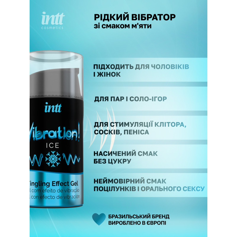 Жидкий вибратор Intt, 15 мл (мята)