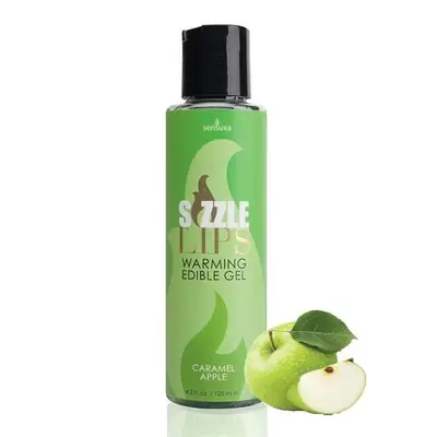 Sensuva - Sizzle Lips Caramel Apple - Согревающий съедобный массажный гель, 125 мл.