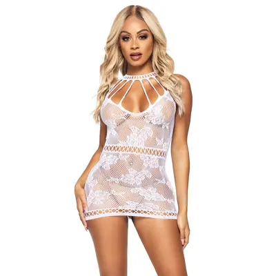 Leg Avenue-Strappy Lace mini dress White - Біле мереживне плаття, OS