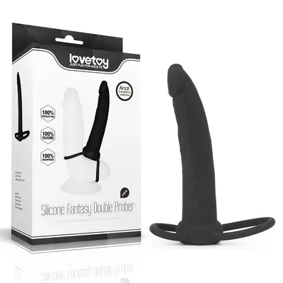Silicone Fantasy Double Prober Black - Насадка для подвійного проникнення, 15 см (чорний)