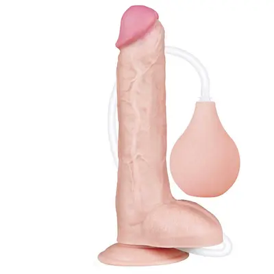 LoveToy Squirt Extreme Dildo Flesh 10'' - Великий кінчаючий фалос, 25.4х4.8 см