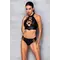 Passion Nancy Bikini - Комплект из эко-кожи: бра и трусики с имитацией шнуровки, L/XL (чёрный)