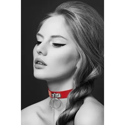 Bijoux Pour Toi Fetish Red - чокер з кільцем для повідця (червоний)