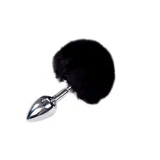 Alive Fluffly Plug L - Анальна пробка з пишним хвостом, 9х4.1 см (чорна)