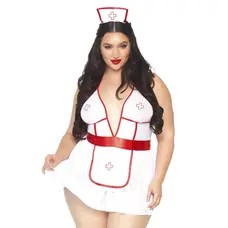 Leg Avenue-Roleplay Nightshift Nurse + White/Red - Сексуальний комплект медсестри, XLXXL