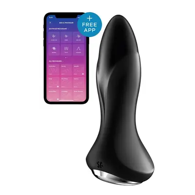 Satisfyer Rotator Plug 1+ - Анальная смарт-пробка, 12.8х3.8 см (чёрная)