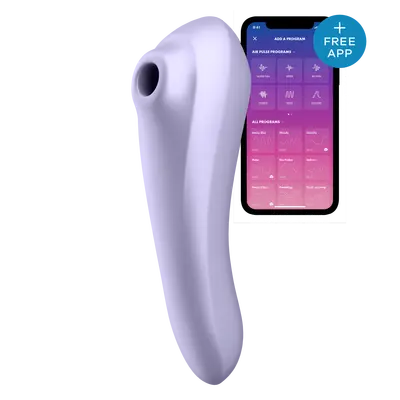 Satisfyer Dual Pleasure - Смарт вібратор і вакуумний стимулятор 2 в 1, 18х4.9 см (бузковий)
