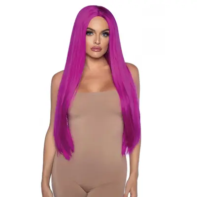 Leg Avenue - Long straight center part wig - Довга перука (малиновий)