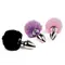 FeelzToys Bunny Tails Butt Plug - Анальна пробка з пухнастим хвостиком, 7х2.5 см (фіолетова)
