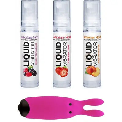 Adrien Lastic Amoreane Med - набор из 3-х вкусов стимулирующего лубриканта и вибропули (розовый)