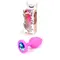 Boss Silikon Plug Jewellery Pink Small - Анальная пробка с кристаллом, 7х2.7 см (розовый с голубым)