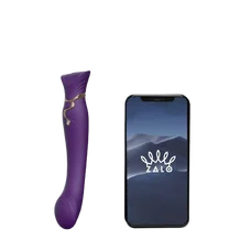 Zalo Queen Set Pulse Wave Clit Stim - Премиальный вибратор для клитора с насадкой для вакуумной стимуляции, 21.6х3.5 см (фиолетовый)