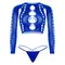 Комплект Leg Avenue Long sleeve crop top & string Royal Blue, One Size