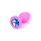 Boss Silikon Plug Jewellery Pink Small - Анальная пробка с кристаллом, 7х2.7 см (розовый с голубым)